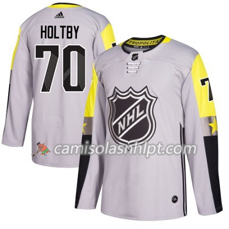 Camisola Washington Capitals Braden Holtby 70 2018 NHL All-Star Metro Division Adidas Cinza Authentic - Homem
